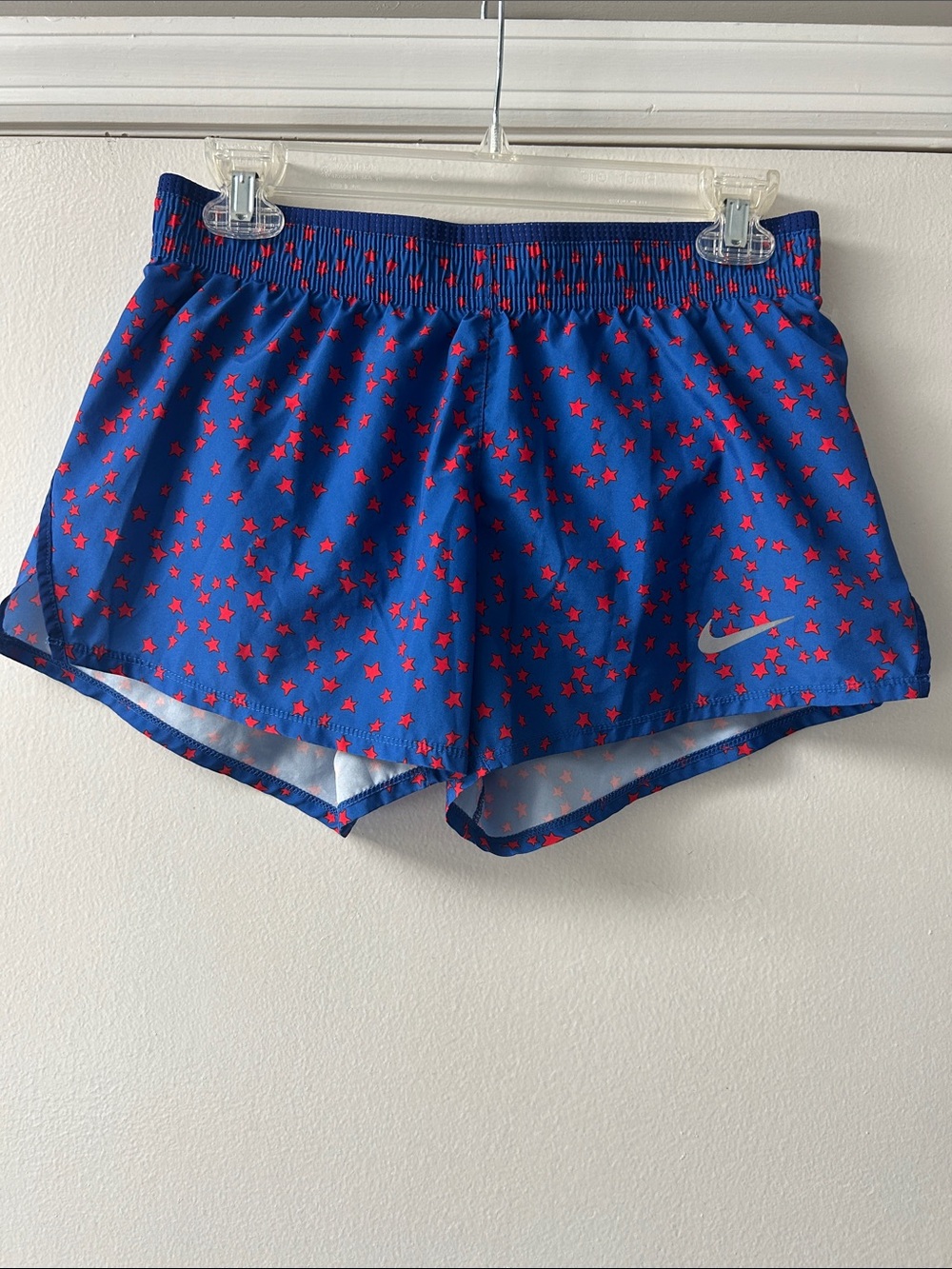 Nike Blue Athletic Shorts with Red Star Print